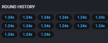 A screenshot of the Aviator game with pop up round history panel